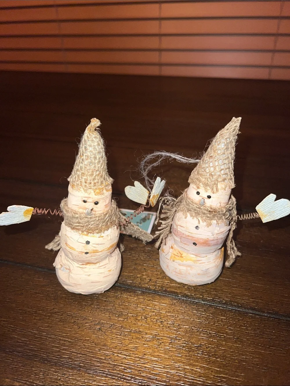 Rustic Burlap Snowman Holiday Ornaments